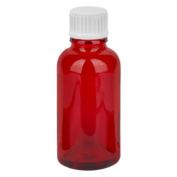 Frasco globular de 30 ml com anel de enchimento de 3 mm e fecho standard branco RedLine UT18/30