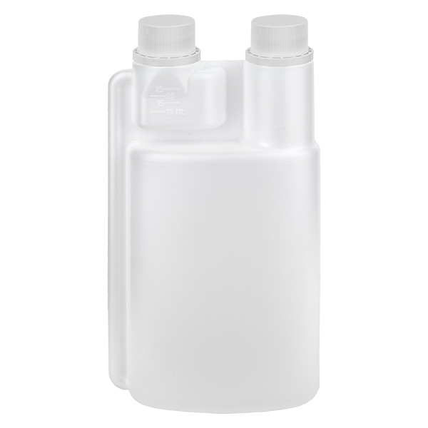 Frasco doseador de 500 ml HDPE transparente (câmara de dosagem de 25 ml) Frasco doseador de 500 ml HDPE transparente (câmara de dosagem de 25 ml)