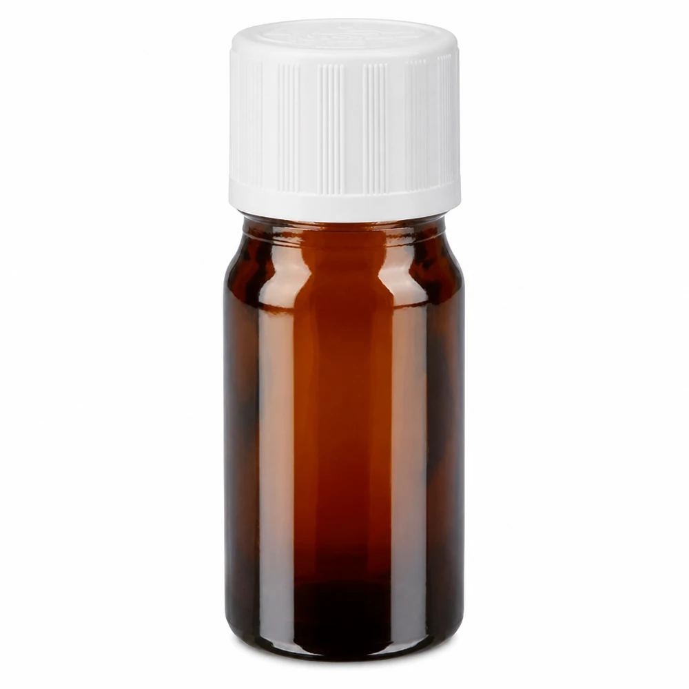 Frasco de farmácia castanho 5ml tampa de conta-gotas branca resistente a crianças padrão Frasco de farmácia castanho de 5 ml com tampa de segurança para crianças branca e aplicador de gotas de 1,2 mm