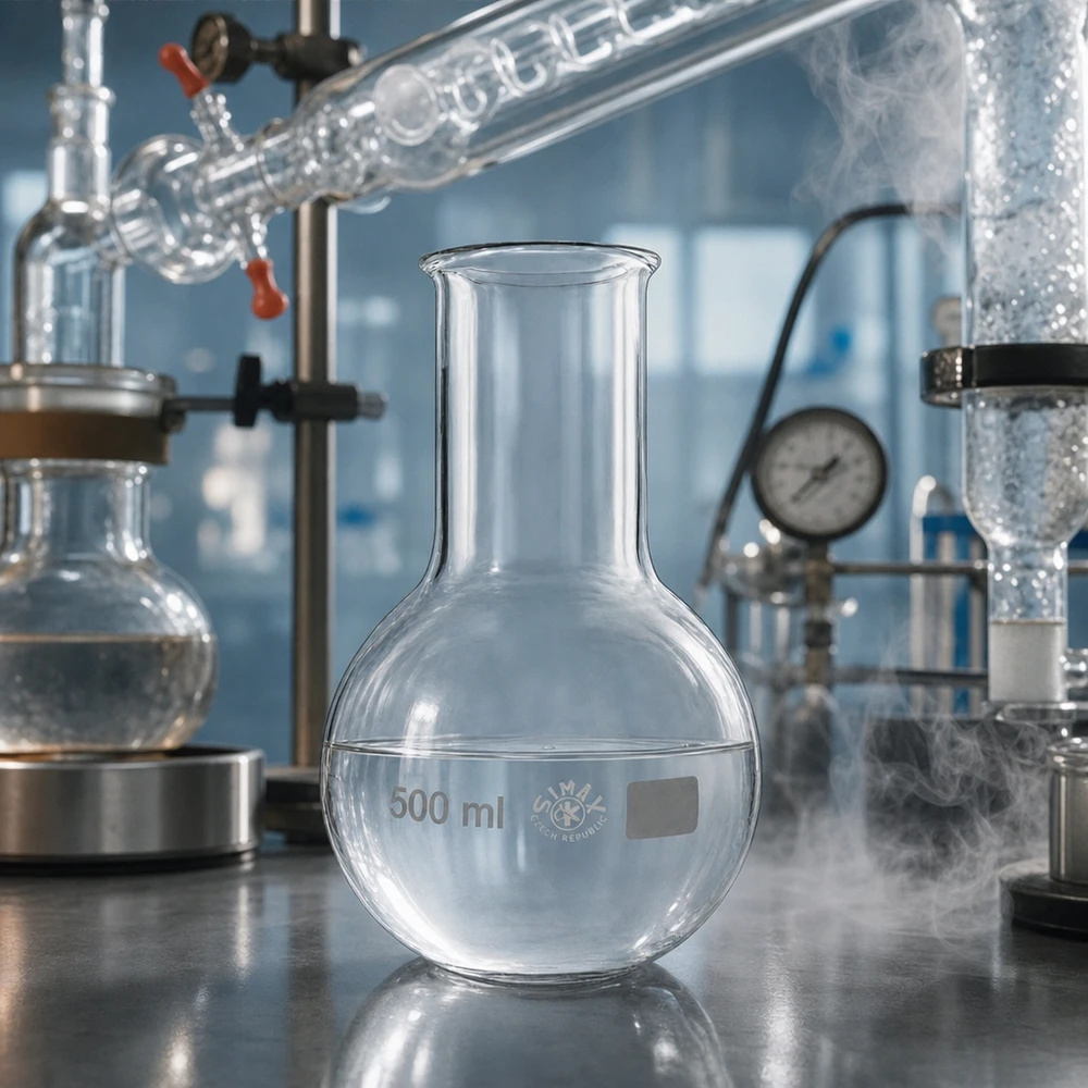 Frasco de 500ml com gargalo largo Balão de vidro de 500 ml de alta qualidade com gargalo fino para trabalhos laboratoriais precisos e destilação
