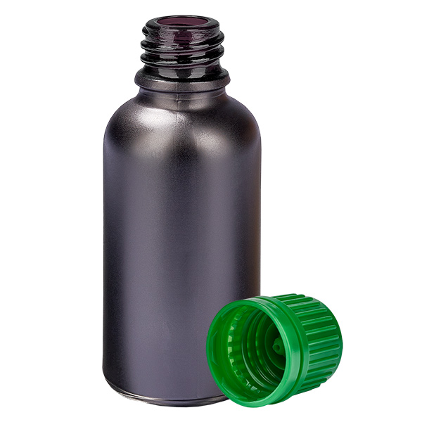 Frasco de 30ml com tampa de rosca de 11mm verde tampa inviolável BlackLine UT18/30 Frasco de 30ml com tampa de rosca de 11mm verde tampa inviolável BlackLine UT18/30