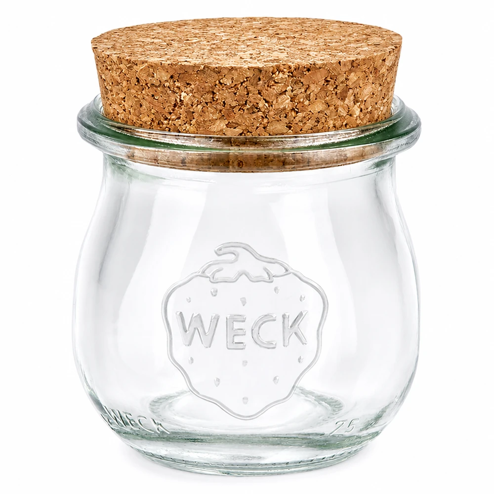 Frasco de tulipas WECK 75ml RR40 com rolha de cortiça natural Frasco de conservação transparente