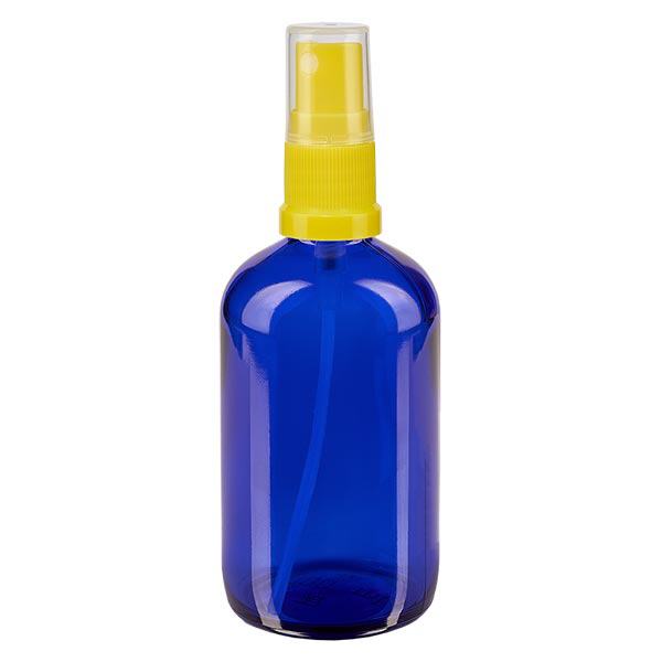Frasco de farmácia azul 100ml spray top amarelo