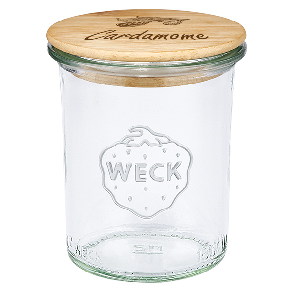 Tampa em madeira "Cardamome" com verniz WECK 160ml Tampa em madeira "Cardamome" com verniz WECK 160ml