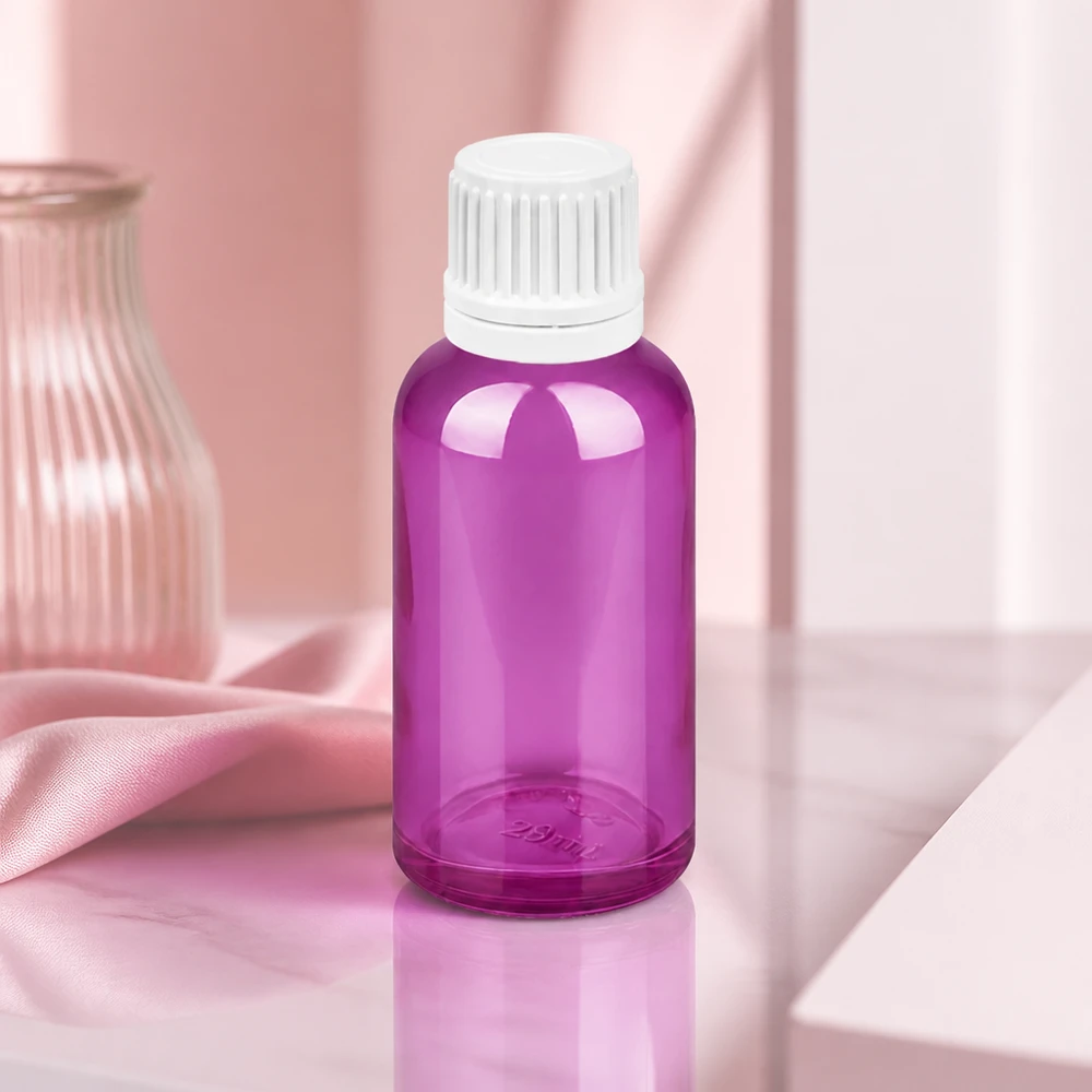 Frasco conta-gotas de 30 ml com tampa de rosca Originality branca de 0,7 mm PurpleLine UT18/30 Frasco conta-gotas violeta de 30 ml em vidro de alta qualidade com tampa de conta-gotas precisa de 0,7 mm