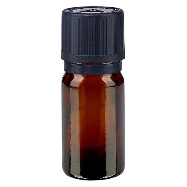 Frasco de farmácia castanho 5ml tampa conta-gotas anel de vazamento 1mm preto bloqueio de segurança para crianças símbolo de aviso cego fecho inviolável
