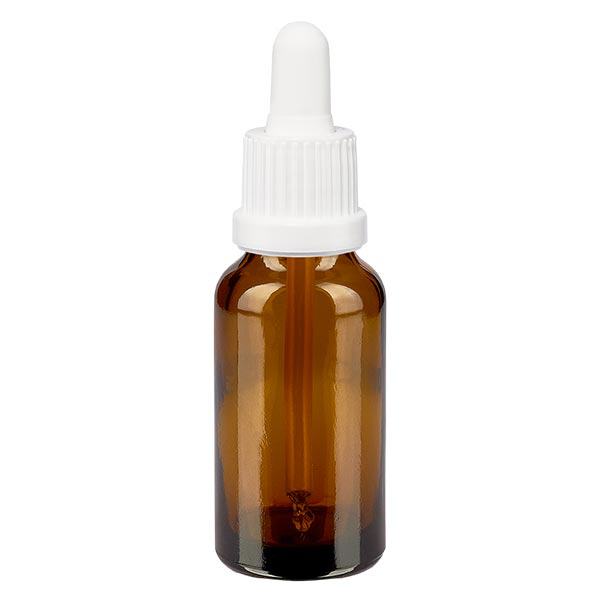 Frasco de farmácia castanho 20ml pipeta branca com fecho inviolável Frasco de farmácia castanho 20ml pipeta branca com fecho inviolável