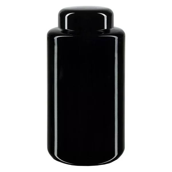 Frasco de boca larga de vidro violeta 300ml, com tampa preta Frasco de boca larga de vidro violeta 300ml, com tampa preta