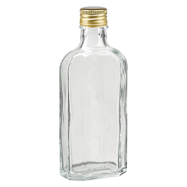 125 ml Meplat transparente com tampa de alumínio dourada PP22