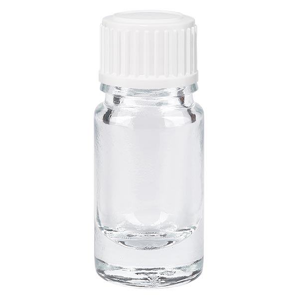 Frasco de farmácia transparente 5ml com tampa de rosca branca/preta Globuli Standard Frasco de farmácia transparente 5ml com tampa de rosca branca/preta Globuli Standard