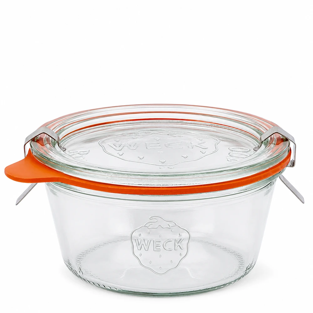 290ml Sturzglas niedrig komplett WECK RR100 Copos WECK 290ml RR100 baixo com tampa de vidro e anel de borracha Frasco para conservas