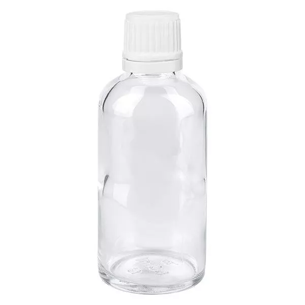 Frasco de farmácia transparente 50ml tampa de rosca branca fecho inviolável Frasco de farmácia transparente 50ml tampa de rosca branca fecho inviolável