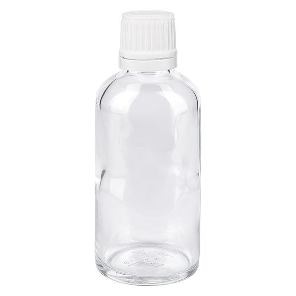 Frasco de farmácia transparente 50ml tampa de rosca branca fecho inviolável Frasco de farmácia transparente 50ml tampa de rosca branca fecho inviolável