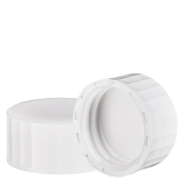 Tampa de rosca branca com inserção PE, S27x4 Tampa de rosca branca com inserção PE, S27x4