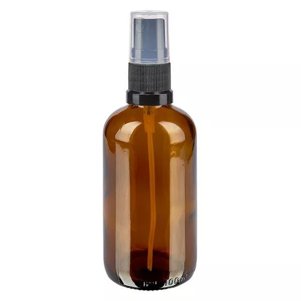Frasco de farmácia castanho 100ml spray top preto Frasco de farmácia castanho 100ml spray top preto