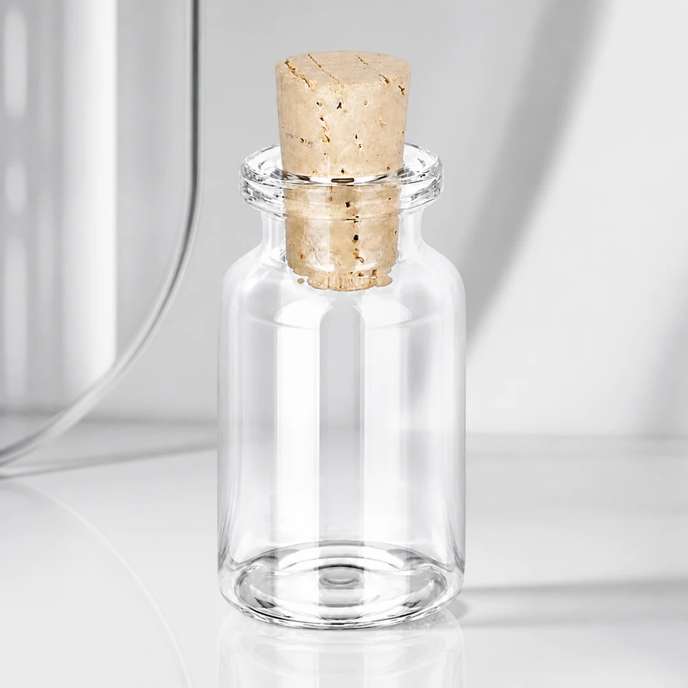 Frasco de vidro transparente 10ml com rolha 11/14mm Wiederverschließbare Klarglas-Flasche 10ml mit fest sitzendem Korken 11/14mm für Flüssigkeiten