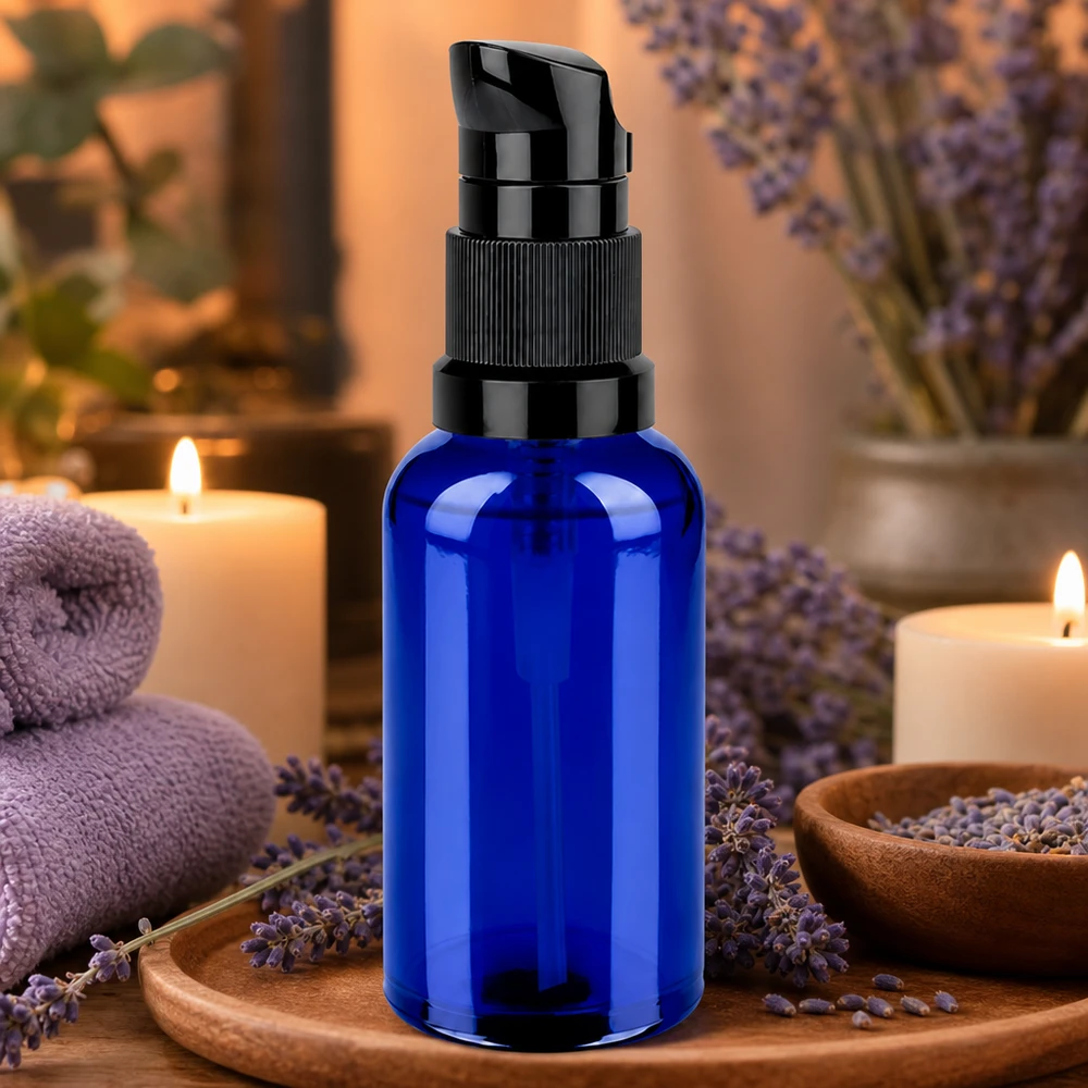 Frasco doseador de 50 ml STD BlueLine UT18/50 ideal para séruns e óleos com um elegante design azul