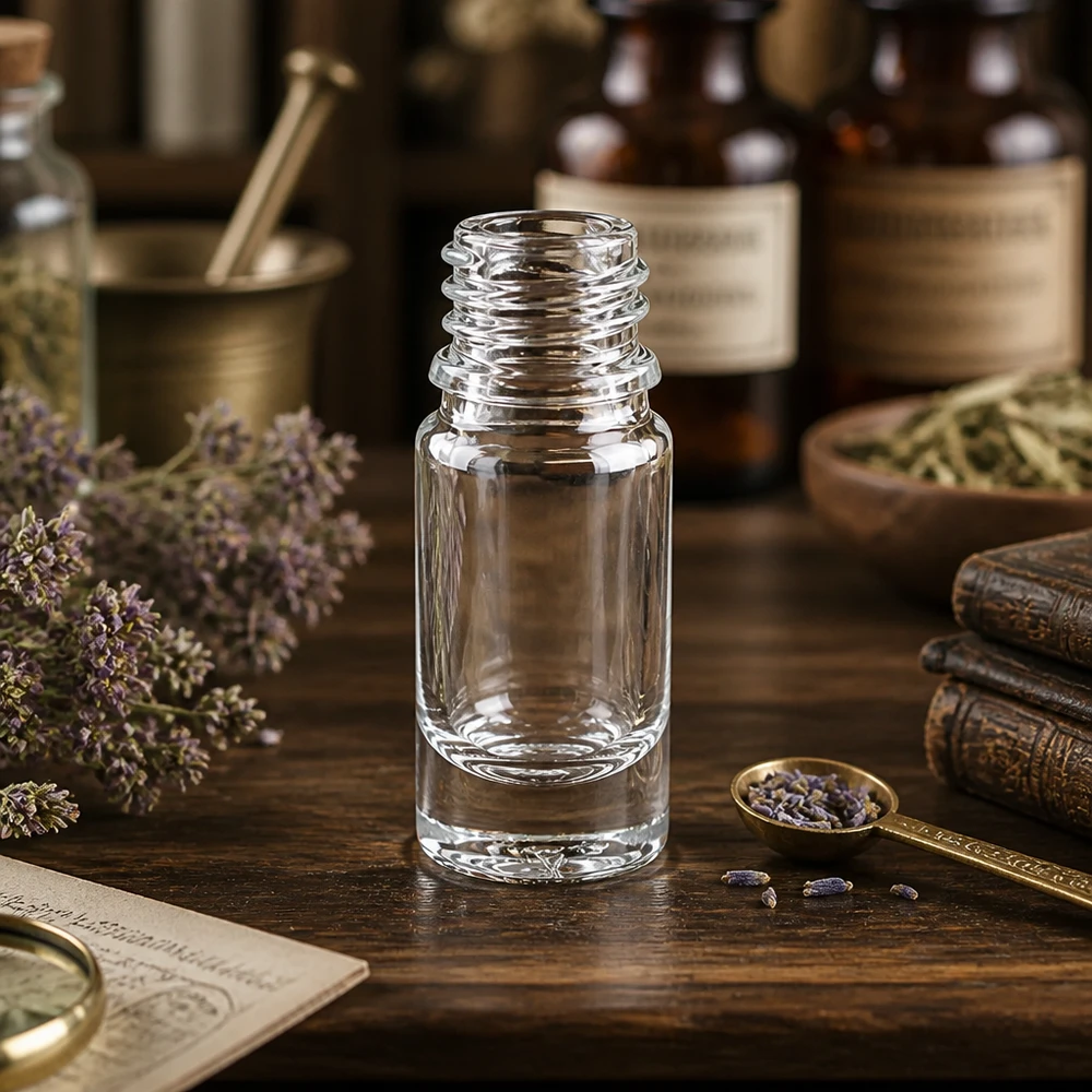 Frasco de vidro transparente 5ml DIN 18 Frasco de farmácia ApoGlas vazio de 5 ml com gargalo roscado para óleos essenciais e essências