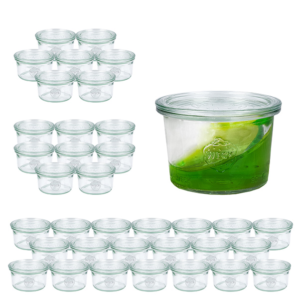 36er Set Weck Gläser 80ml Sturzgläser mit 36 Glasdeckeln