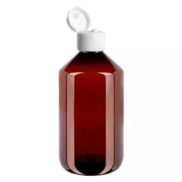 Frasco PET 500ml com tampa flip-top branca Frasco PET 500ml com tampa flip-top branca