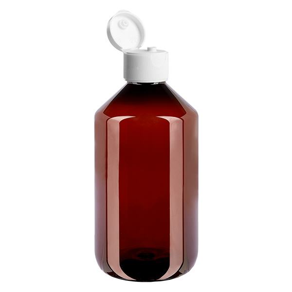 Frasco PET 500ml com tampa flip-top branca Frasco PET 500ml com tampa flip-top branca