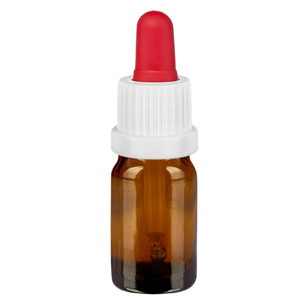 Frasco pipeta de 5 ml branco/vermelho com fecho inviolável BrownLine UT18/5