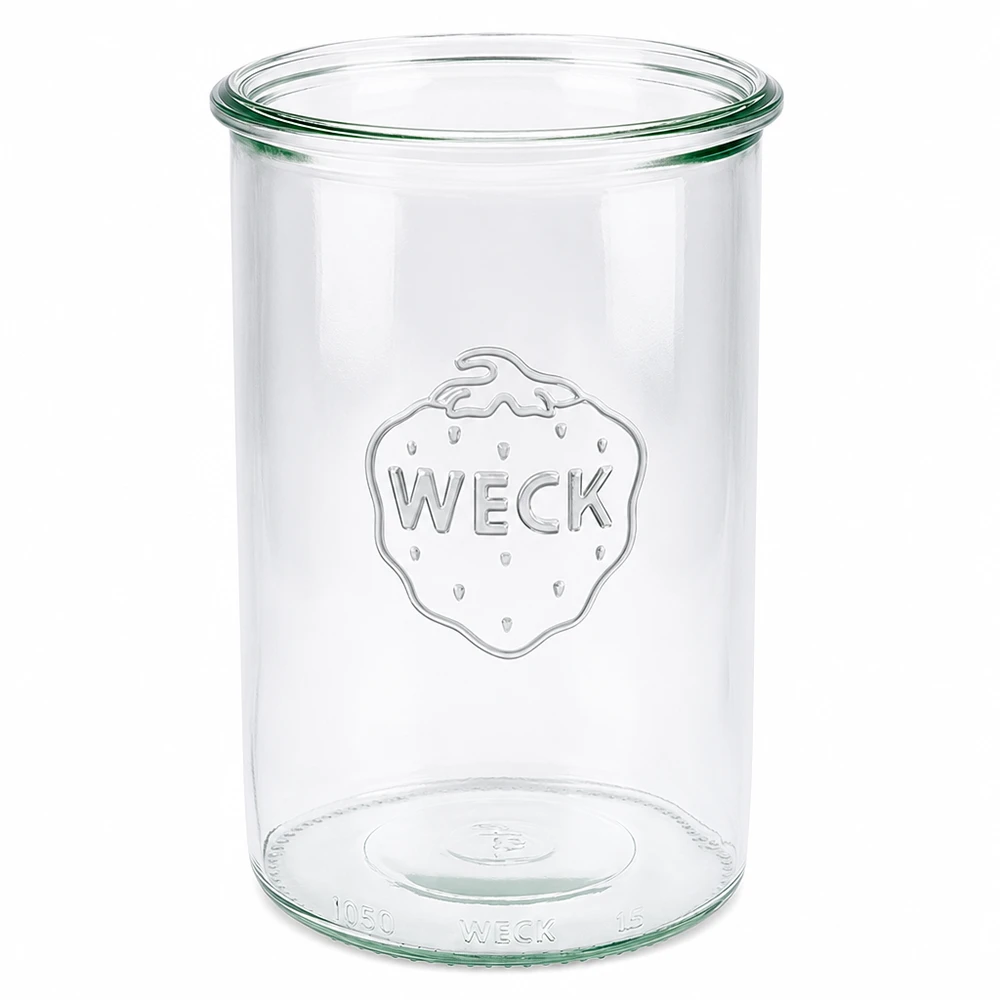 Frasco de vidro de 1000 ml WECK RR100 Frasco de vidro transparente WECK 1000ml RR100 com logótipo em relevo para conservação e armazenamento