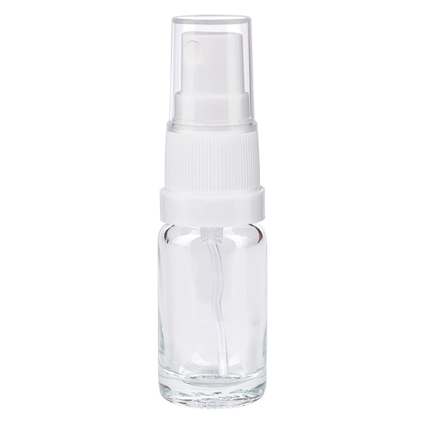 Frasco spray de 10 ml branco/tampa standard transparente ClearLine UT18/10