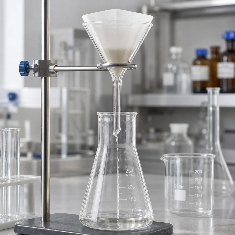 Funil ø45mm borosilicato ângulo 60 estilo curto Funil de vidro transparente com 45 mm de diâmetro e ângulo de 60 graus para aplicações em laboratórios químicos