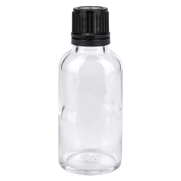 Frasco conta-gotas de 20 ml com tampa inviolável de 1 mm preta ClearLine UT18/20