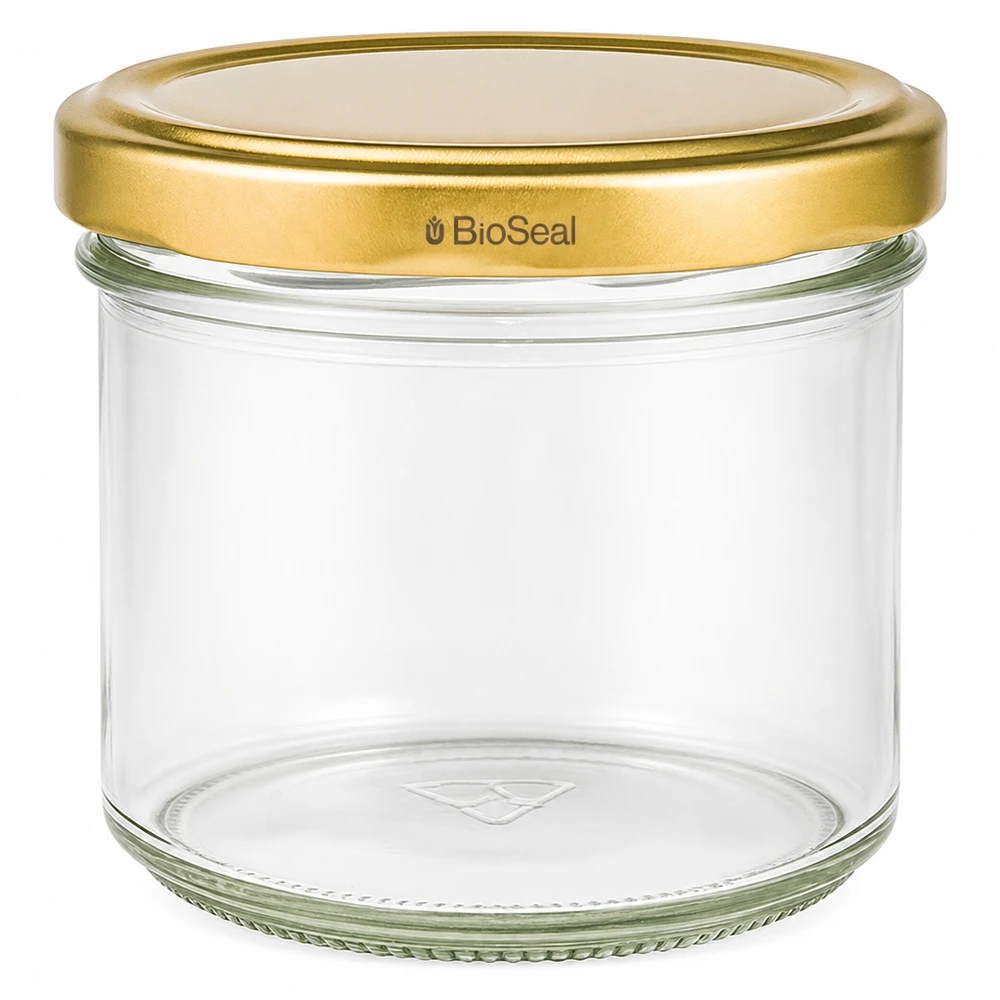 Copos UNiTWIST 125ml com tampa dourada TO66 BioSeal - frasco de conserva para compotas e conservas