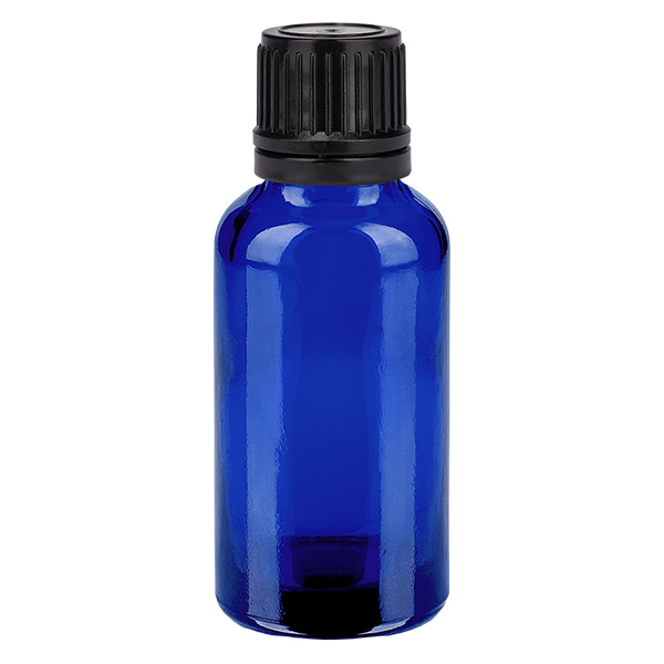 Frasco conta-gotas de 30ml com tampa inviolável preta de 1mm BlueLine UT18/30