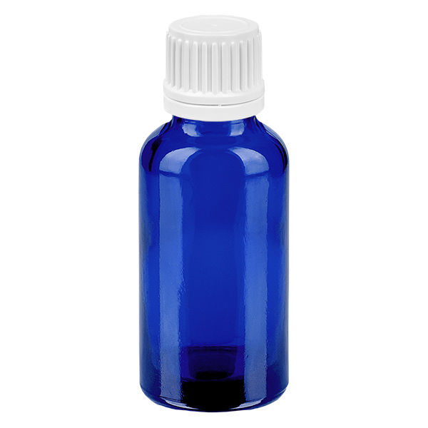 Frasco de 30ml com tampa de rosca de 11mm branca inviolável BlueLine UT18/30