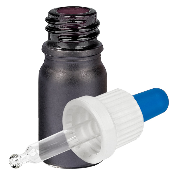 Frasco pipeta de 5ml branco/azul com fecho inviolável BlackLine UT18/5 Frasco pipeta de 5ml branco/azul com fecho inviolável BlackLine UT18/5