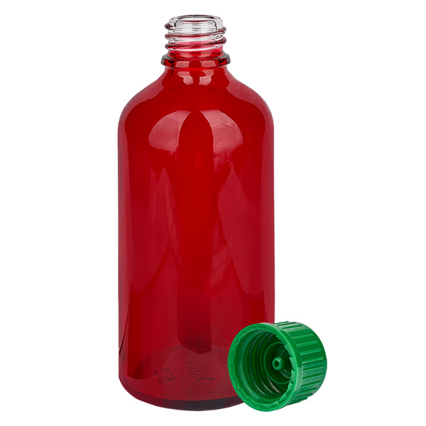 Frasco de 100ml com tampa de rosca de 11mm verde standard RedLine UT18/100 Frasco de 100ml com tampa de rosca de 11mm verde standard RedLine UT18/100