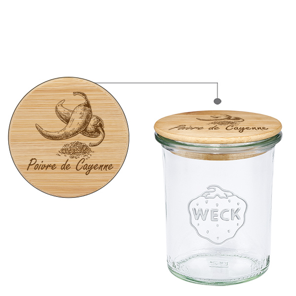 Tábua em madeira "Poivre de Cayenne" com verniz WECK à pied Tábua em madeira "Poivre de Cayenne" com verniz WECK à pied