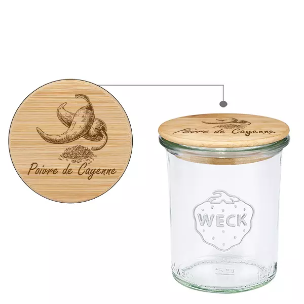 Tábua em madeira "Poivre de Cayenne" com verniz WECK à pied Tábua em madeira "Poivre de Cayenne" com verniz WECK à pied