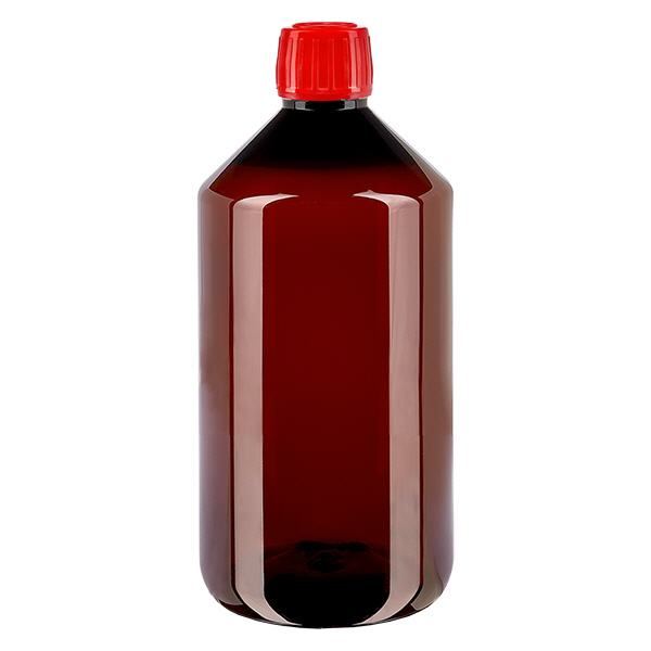 Frasco PET 750ml com tampa inviolável vermelha Frasco PET 750ml com tampa inviolável vermelha