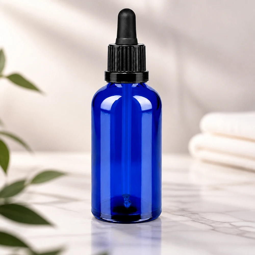 Frasco pipeta de 50 ml preto com fecho inviolável BlueLine UT18/50 Dosagem precisa de 50 ml com pipeta preta - Frasco de vidro BlueLine para aplicações profissionais