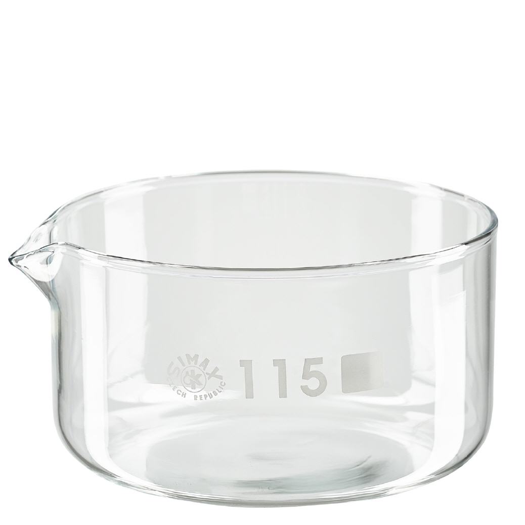 Prato de cristalização de 500ml com bico em borosilicato ø115mm Prato de cristalização de 500ml com bico em borosilicato ø115mm
