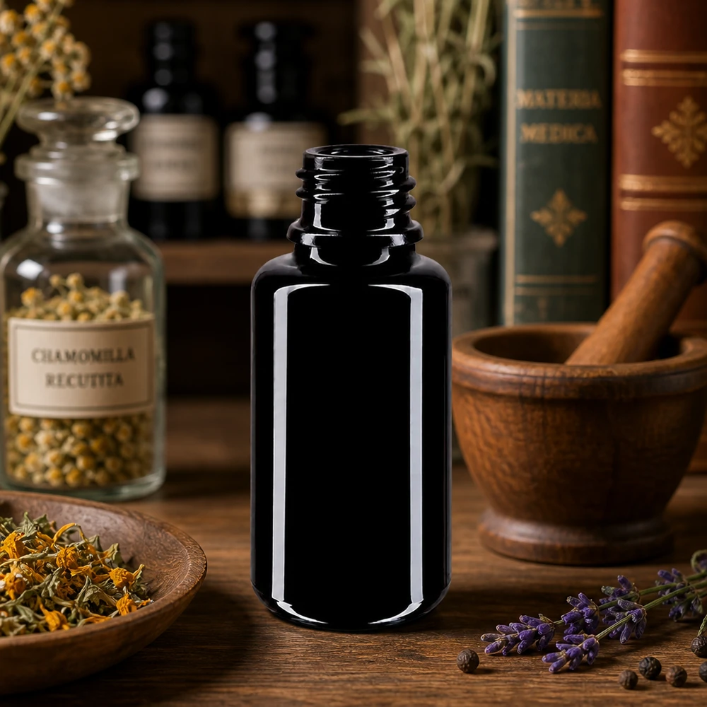 Frasco conta-gotas Orion compacto de 20 ml em vidro Miron violeta para aplicações de aromaterapia