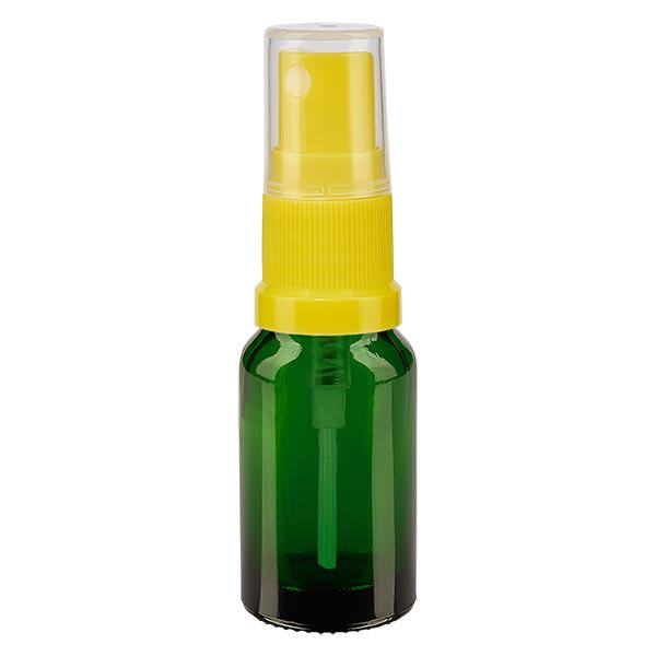 Frasco de farmácia verde 10ml spray top amarelo