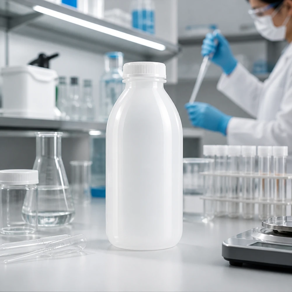 Frasco de laboratório de 500ml com gargalo estreito e sem tampa Frasco de laboratório de gargalo estreito, branco opaco, de 500 ml, sem tampa, para frascos de Erlenmeyer e tubos de ensaio