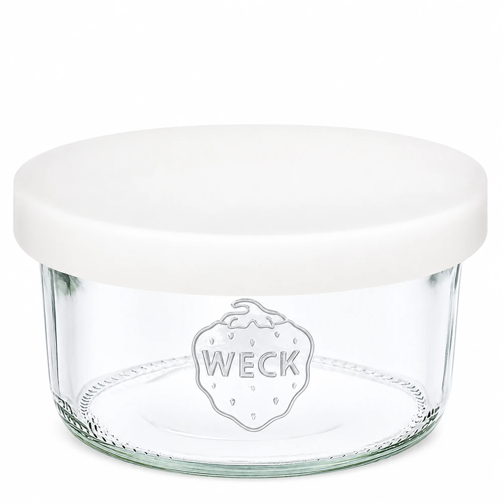 Frasco de conserva de 165 ml WECK RR80 com tampa de silicone branca Frasco de conserva transparente