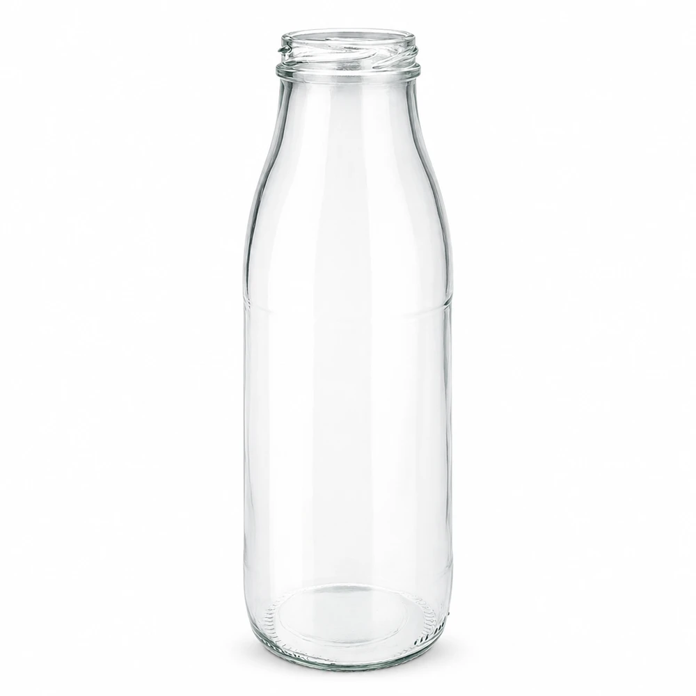 Frasco de vidro de 500 ml sem tampa (TO48) UNiTWIST 500ml Glasflasche ohne Deckel transparent TO48 UNiTWIST für Milch Saft und Getränke aus hochwertigem Glas