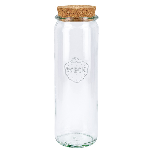 Frasco cilíndrico de 600ml WECK RR60 com cortiça natural