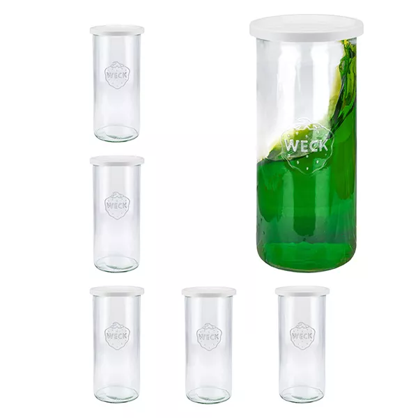 Conjunto de 6 frascos Weck de 1500 ml com tampa Conjunto de 6 frascos Weck de 1500 ml com tampa
