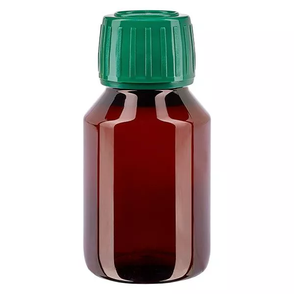 Frasco PET 50ml com tampa verde inviolável Frasco PET 50ml com tampa verde inviolável