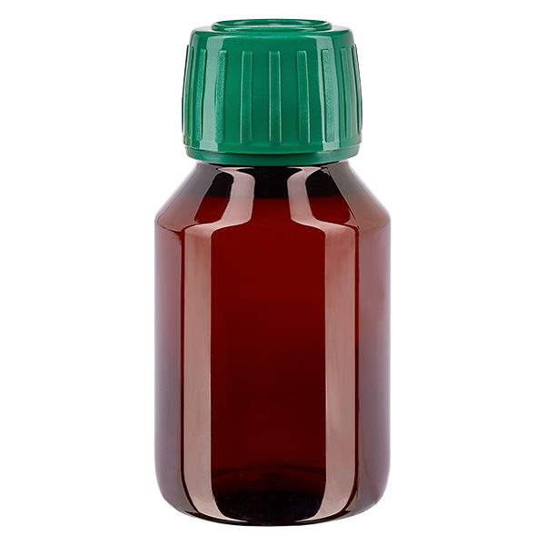 Frasco PET 50ml com tampa verde inviolável Frasco PET 50ml com tampa verde inviolável