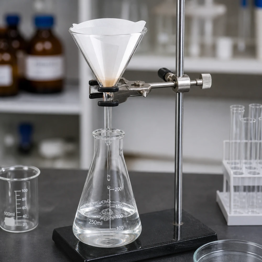 Funil ø85mm borosilicato ângulo 60 estilo curto Funil de borossilicato resistente ao calor com 85 mm de diâmetro e ângulo de 60 graus para trabalhos de laboratório